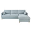 Canapé d'angle droit convertible 5 places bleu glacier, matelas 14 cm